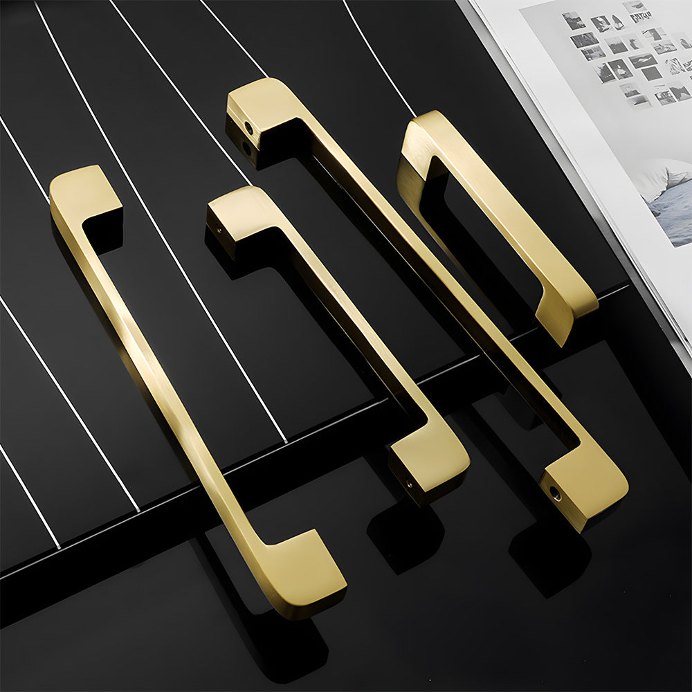 Modern Square Gold Brass Kitchen Cupboard Handles & Knobs