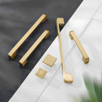 Modern Square Gold Brass Kitchen Cupboard Handles & Knobs