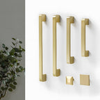 Modern Square Gold Brass Kitchen Cupboard Handles & Knobs