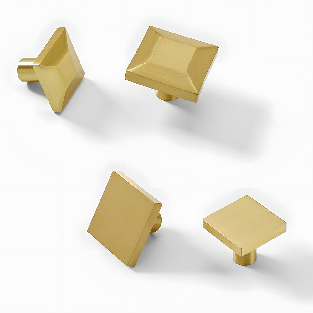 Modern Square Gold Brass Kitchen Cupboard Handles & Knobs
