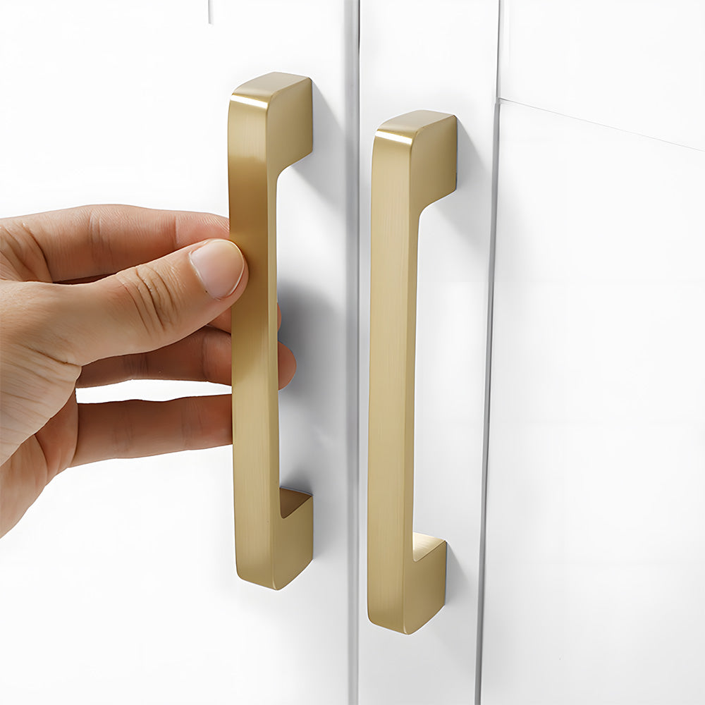 Modern Square Gold Brass Kitchen Cupboard Handles & Knobs