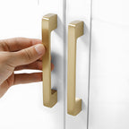 Modern Square Gold Brass Kitchen Cupboard Handles & Knobs