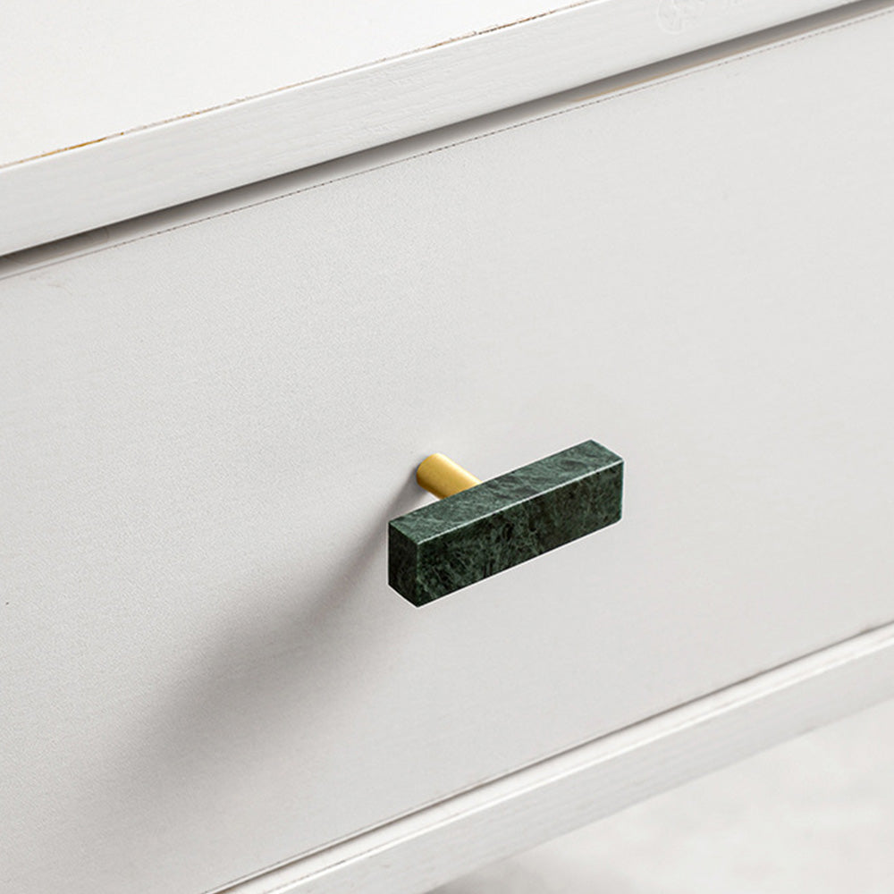 Modern Square Marble-Finish T-Bar Cupboard Handles