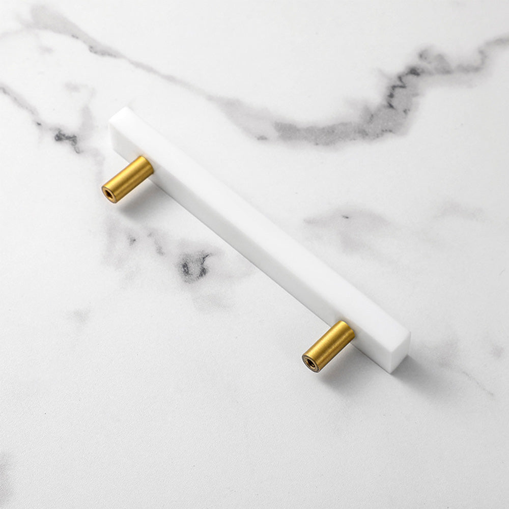 Modern Square Marble-Finish T-Bar Cupboard Handles