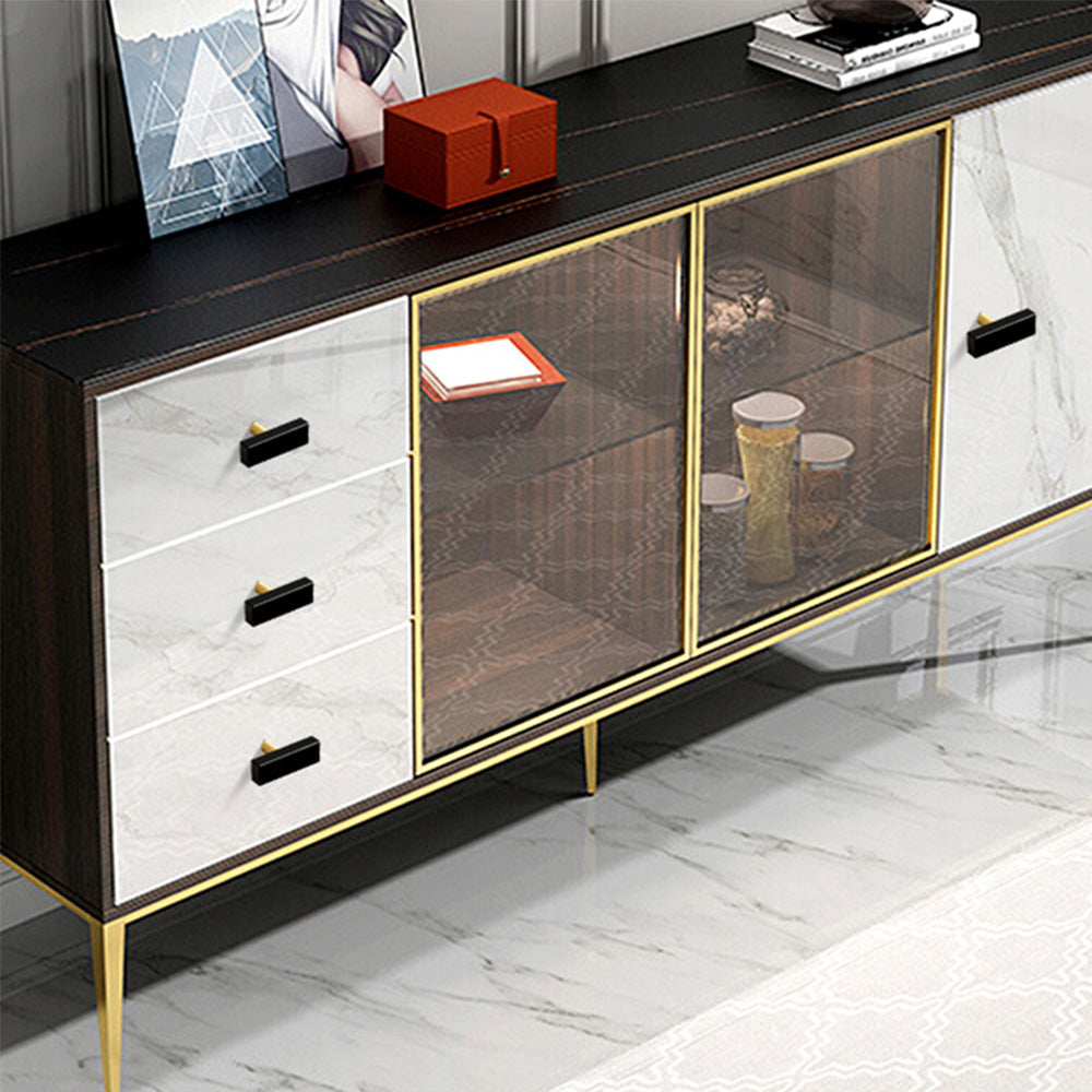Modern Square Marble-Finish T-Bar Cupboard Handles