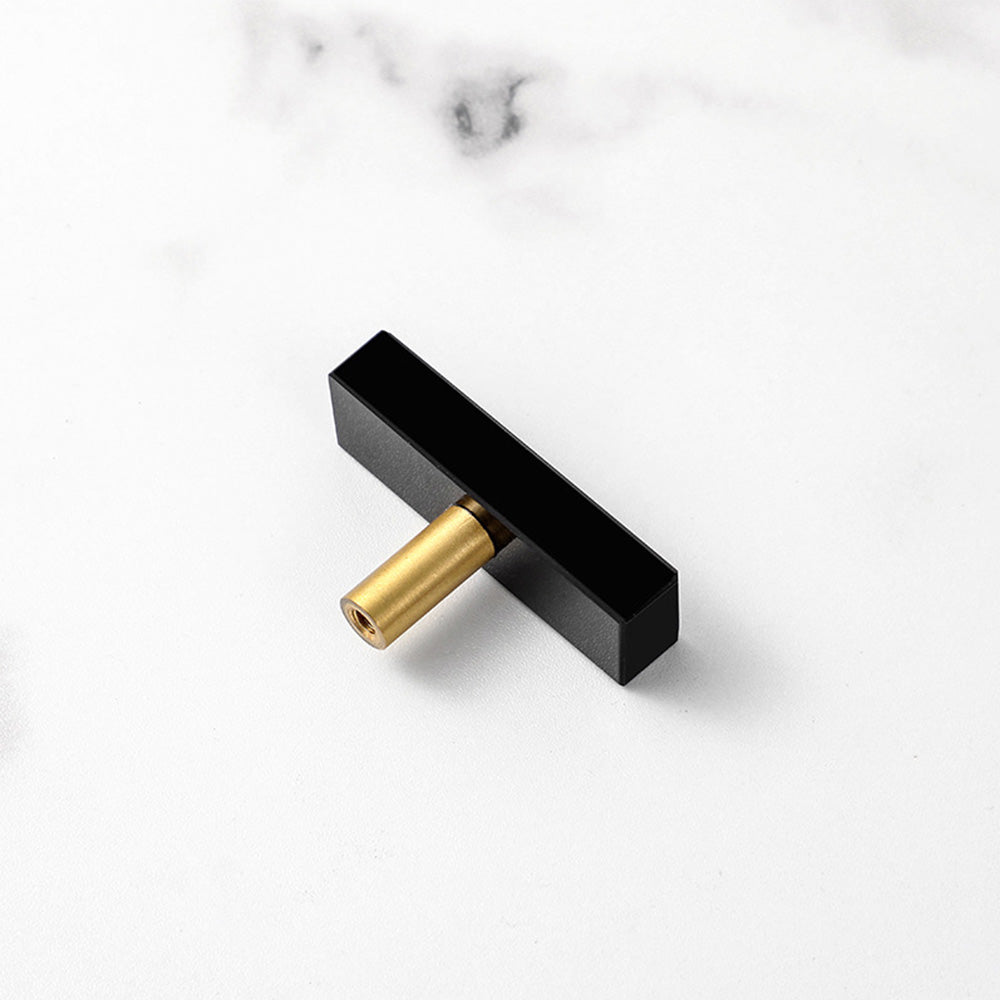 Modern Square Marble-Finish T-Bar Cupboard Handles