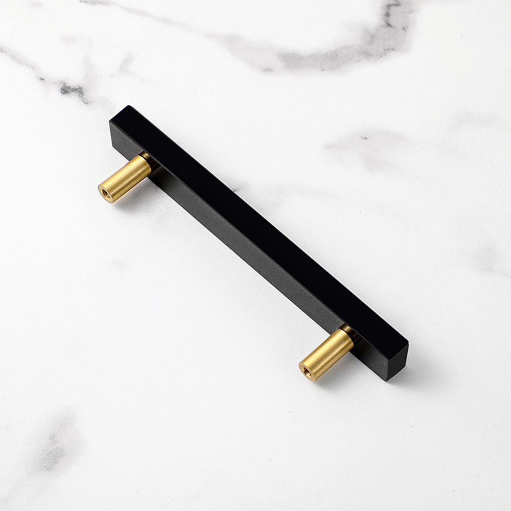 Modern Square Marble-Finish T-Bar Cupboard Handles