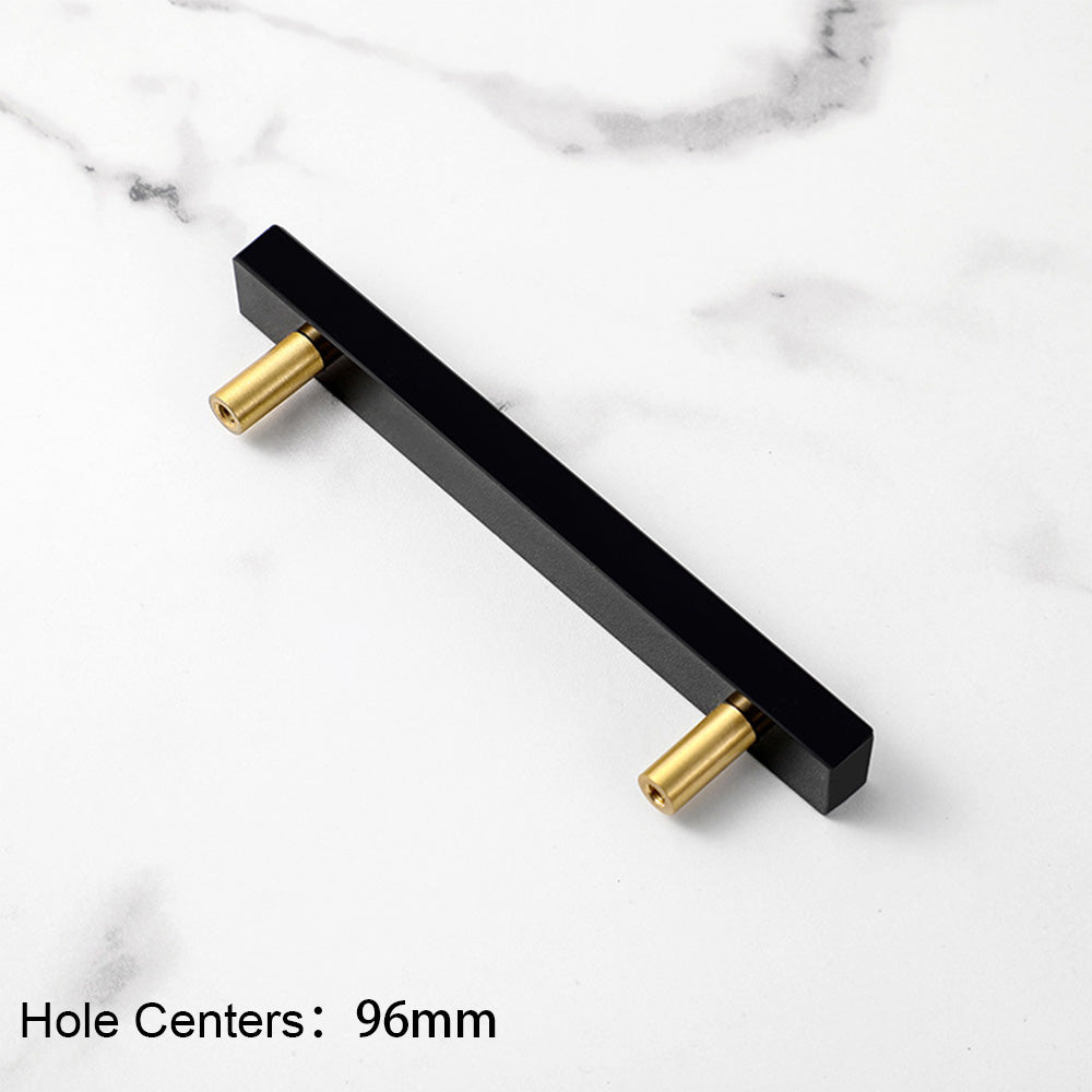 Modern Square Marble-Finish T-Bar Cupboard Handles