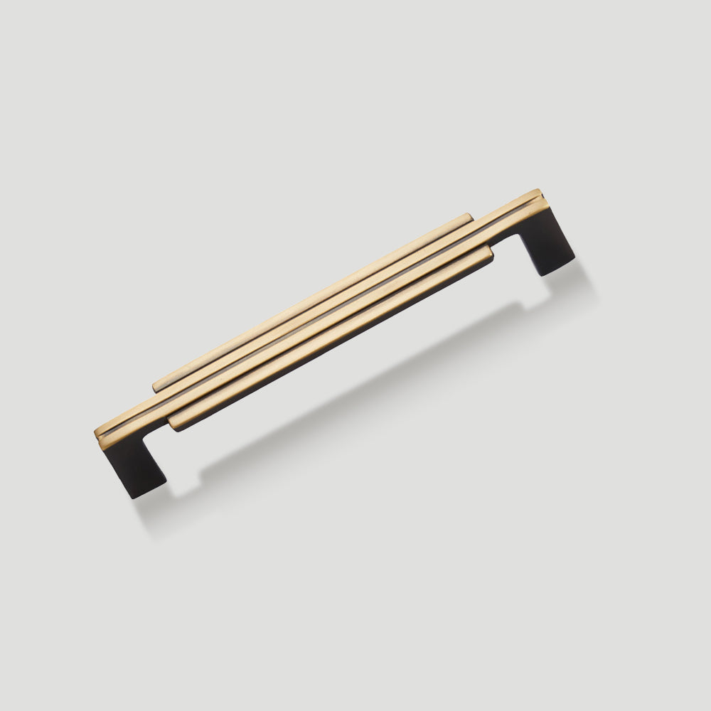 Modern Stepped Brass Kitchen Cupboard Handles & Knobs