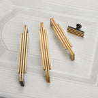 Modern Stepped Brass Kitchen Cupboard Handles & Knobs