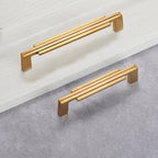 Modern Stepped Brass Kitchen Cupboard Handles & Knobs