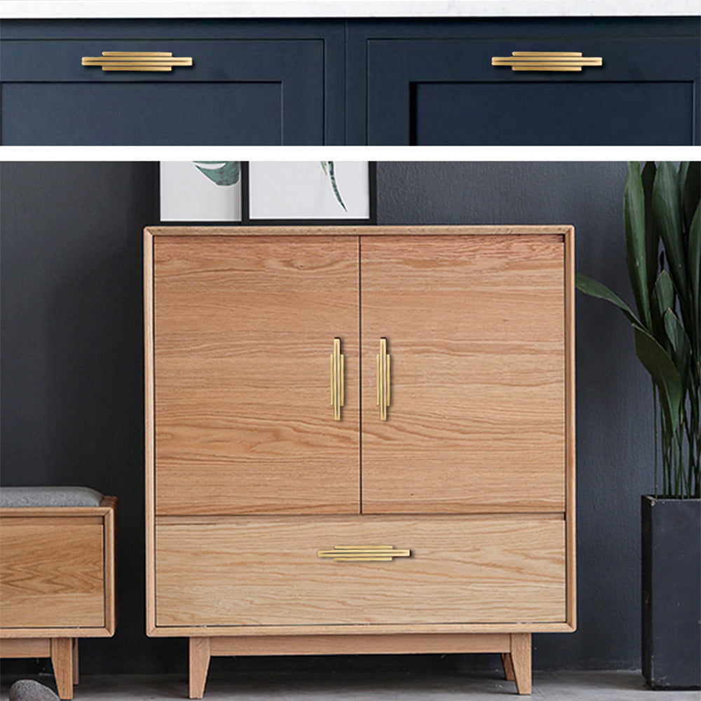 Modern Stepped Brass Kitchen Cupboard Handles & Knobs