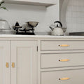 Modern Stepped Brass Kitchen Cupboard Handles & Knobs