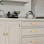 Modern Stepped Brass Kitchen Cupboard Handles & Knobs