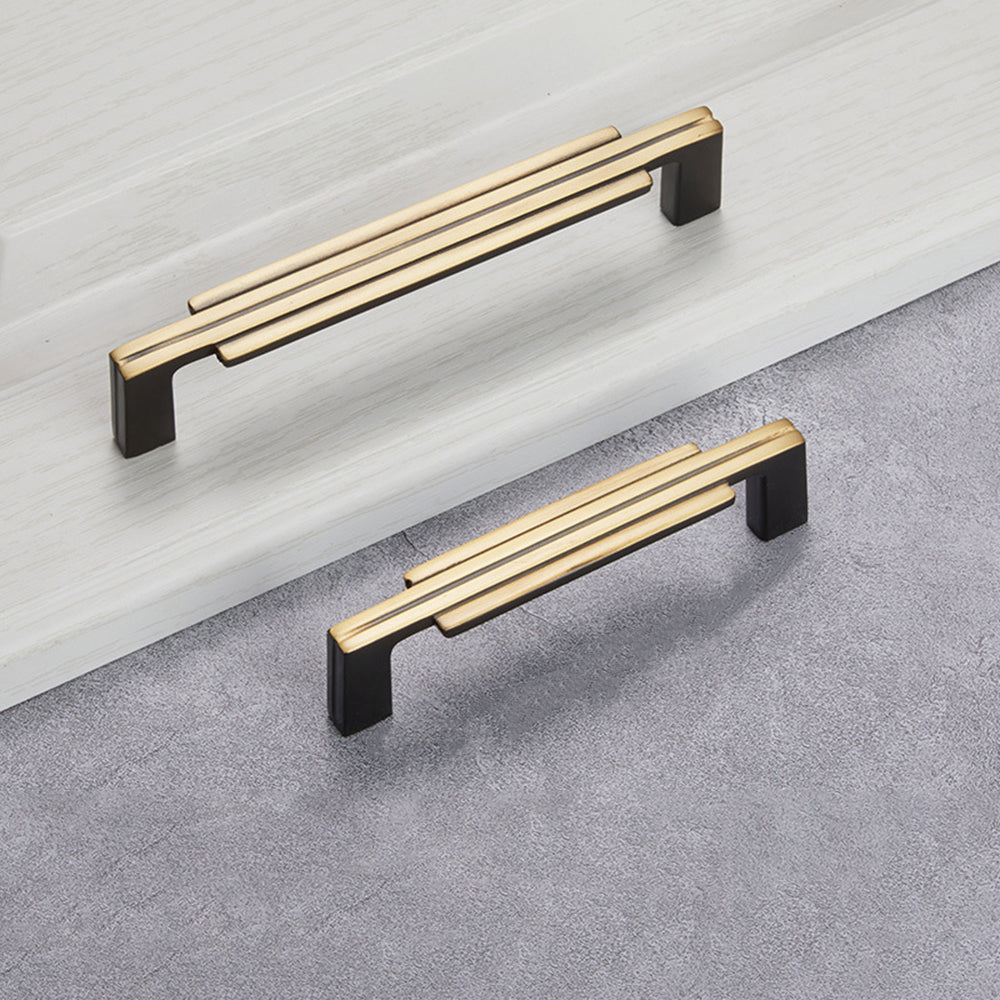 Modern Stepped Brass Kitchen Cupboard Handles & Knobs