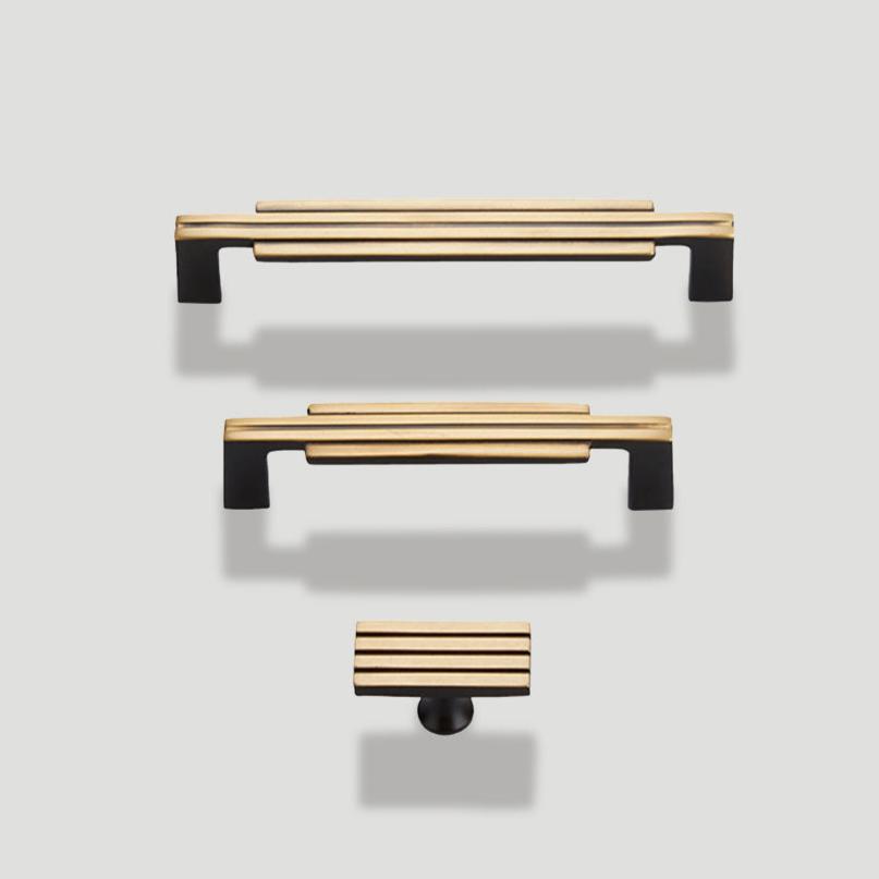 Modern Stepped Brass Kitchen Cupboard Handles & Knobs