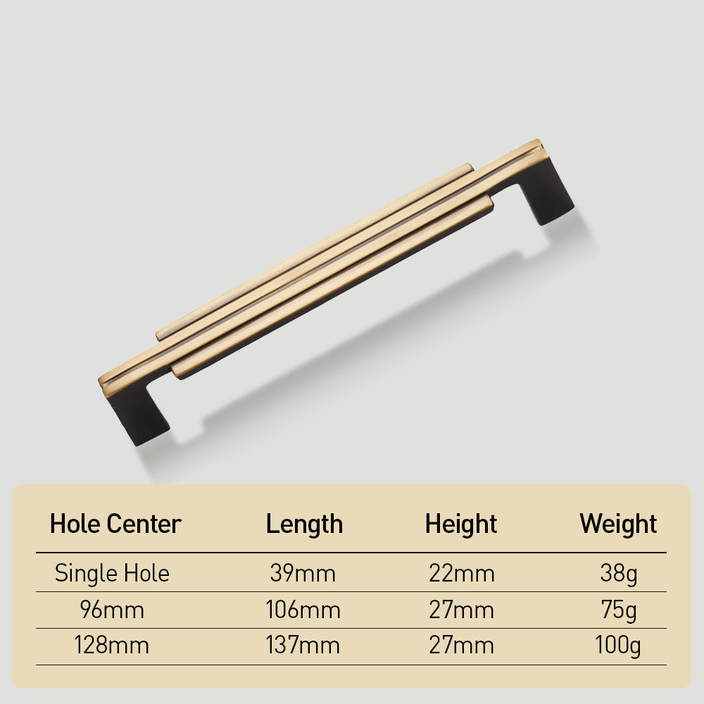Modern Stepped Brass Kitchen Cupboard Handles & Knobs