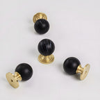 Modern Stone and Brass Ball Cupboard Knobs