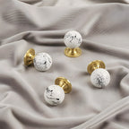 Modern Stone and Brass Ball Cupboard Knobs
