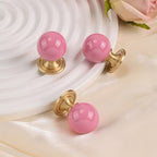 Modern Stone and Brass Ball Cupboard Knobs