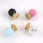 Modern Stone and Brass Ball Cupboard Knobs