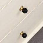 Modern Stone and Brass Ball Cupboard Knobs