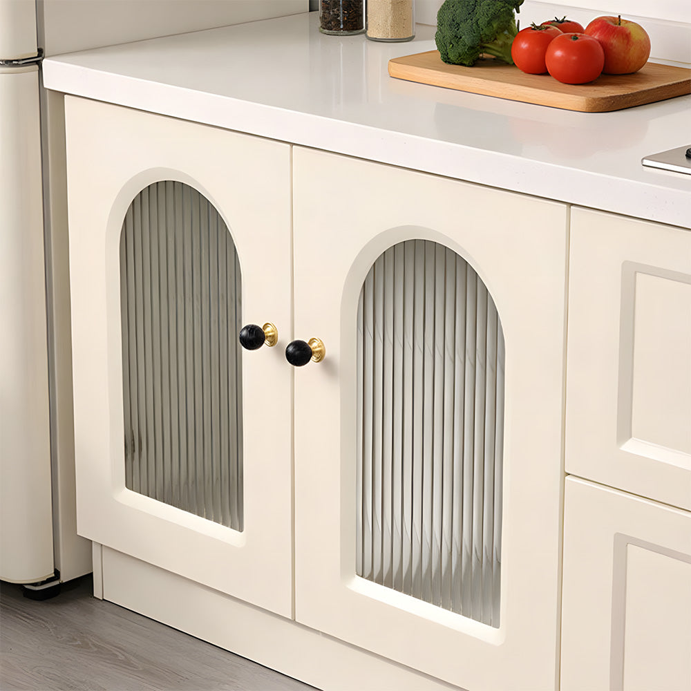 Modern Stone and Brass Ball Cupboard Knobs