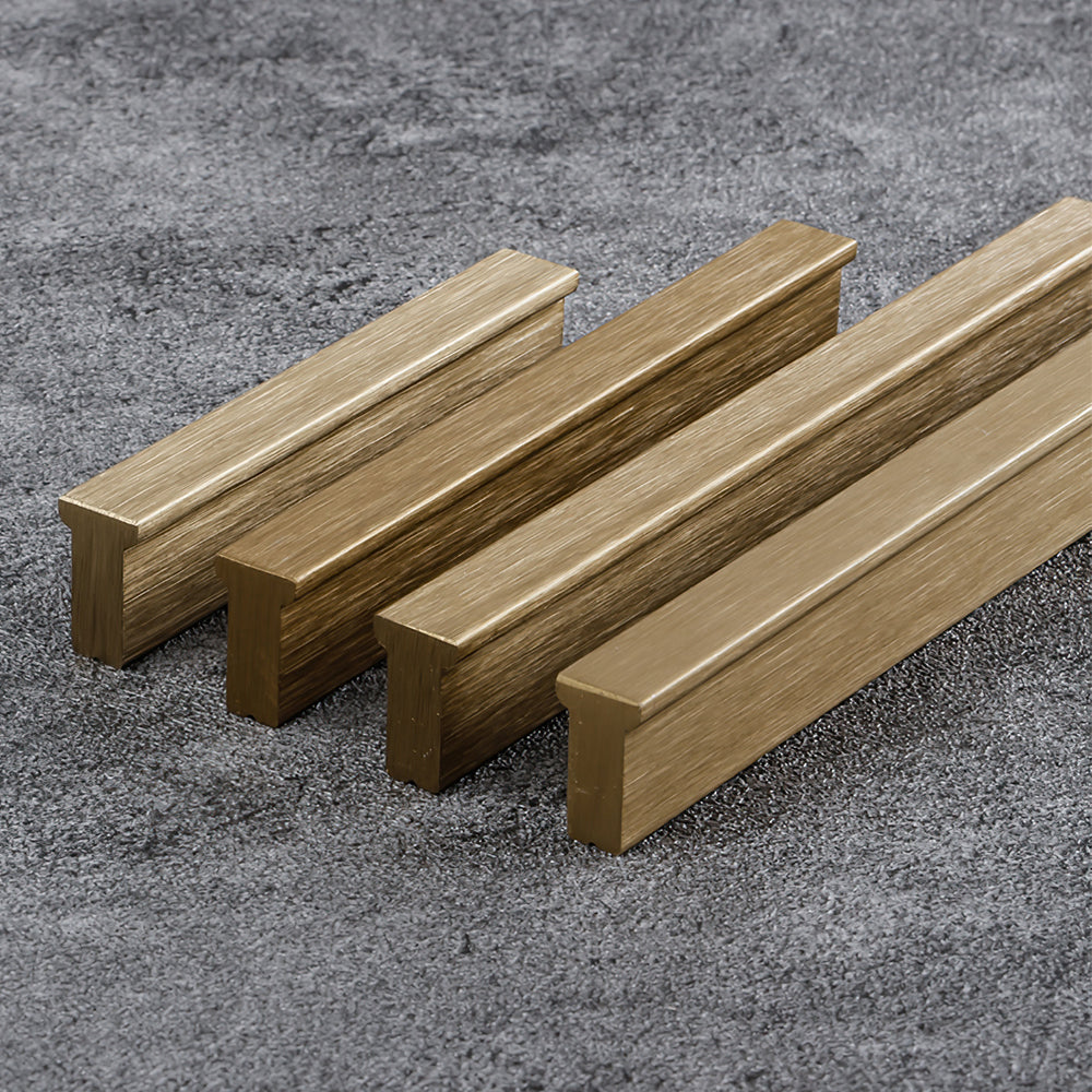Modern Straight Bar Gold Cupboard Handles in Aluminium