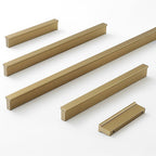Modern Straight Bar Gold Cupboard Handles in Aluminium