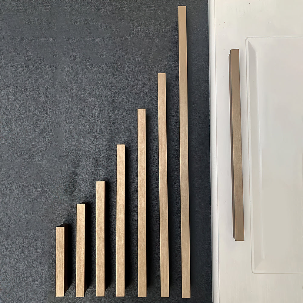 Modern Straight Bar Gold Cupboard Handles in Aluminium