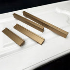 Modern Straight Bar Gold Cupboard Handles in Aluminium