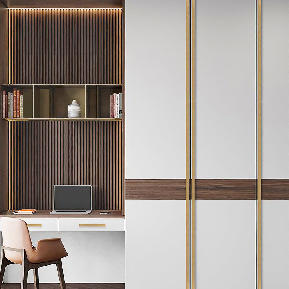 Modern Straight Bar Gold Cupboard Handles in Aluminium