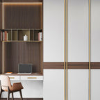 Modern Straight Bar Gold Cupboard Handles in Aluminium