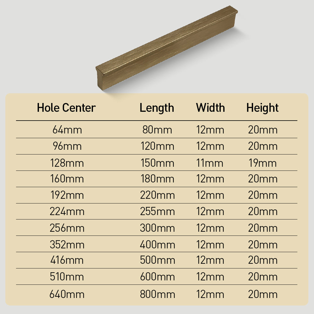 Modern Straight Bar Gold Cupboard Handles in Aluminium