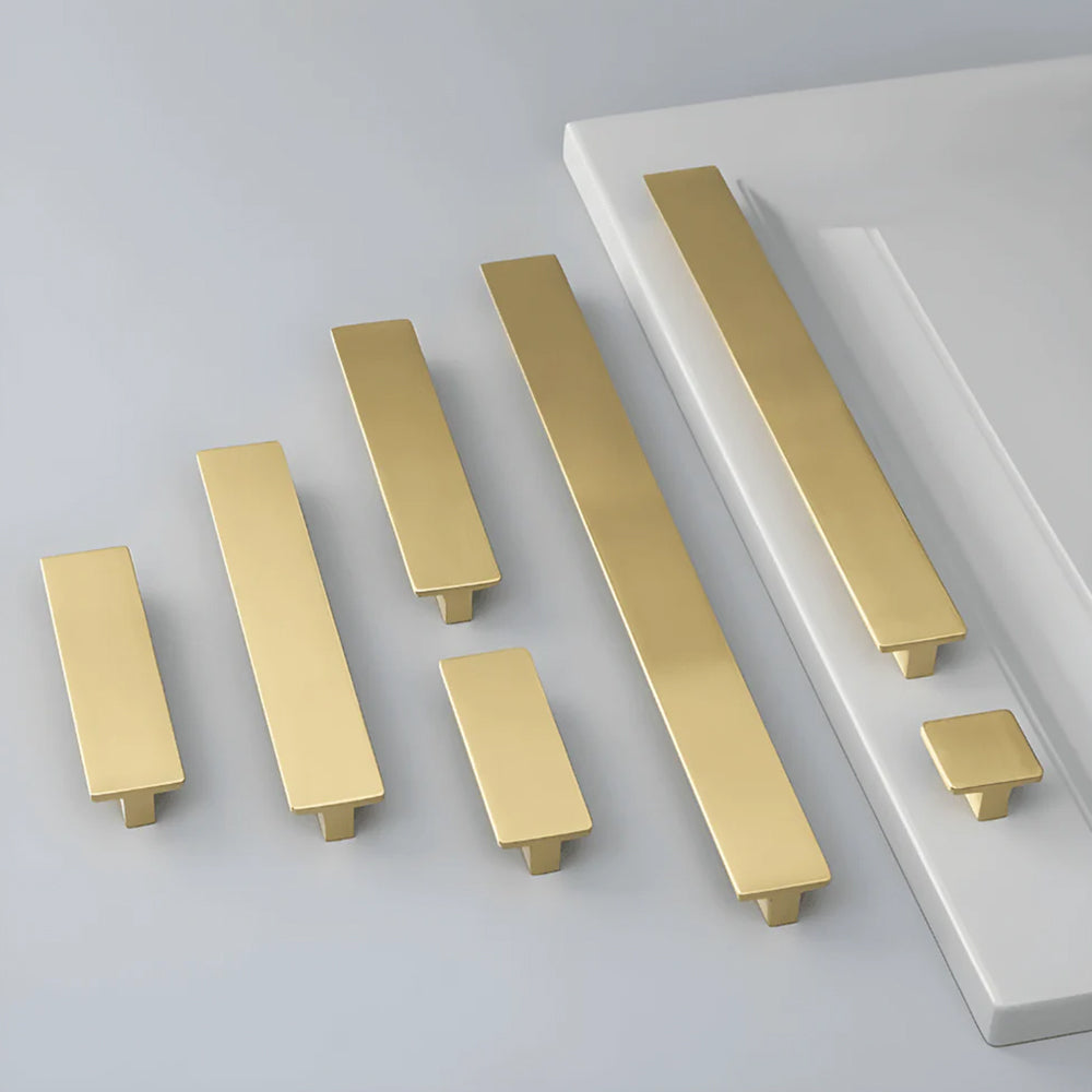 Modern T-Profile Solid Brass Cupboard Handles & Knobs
