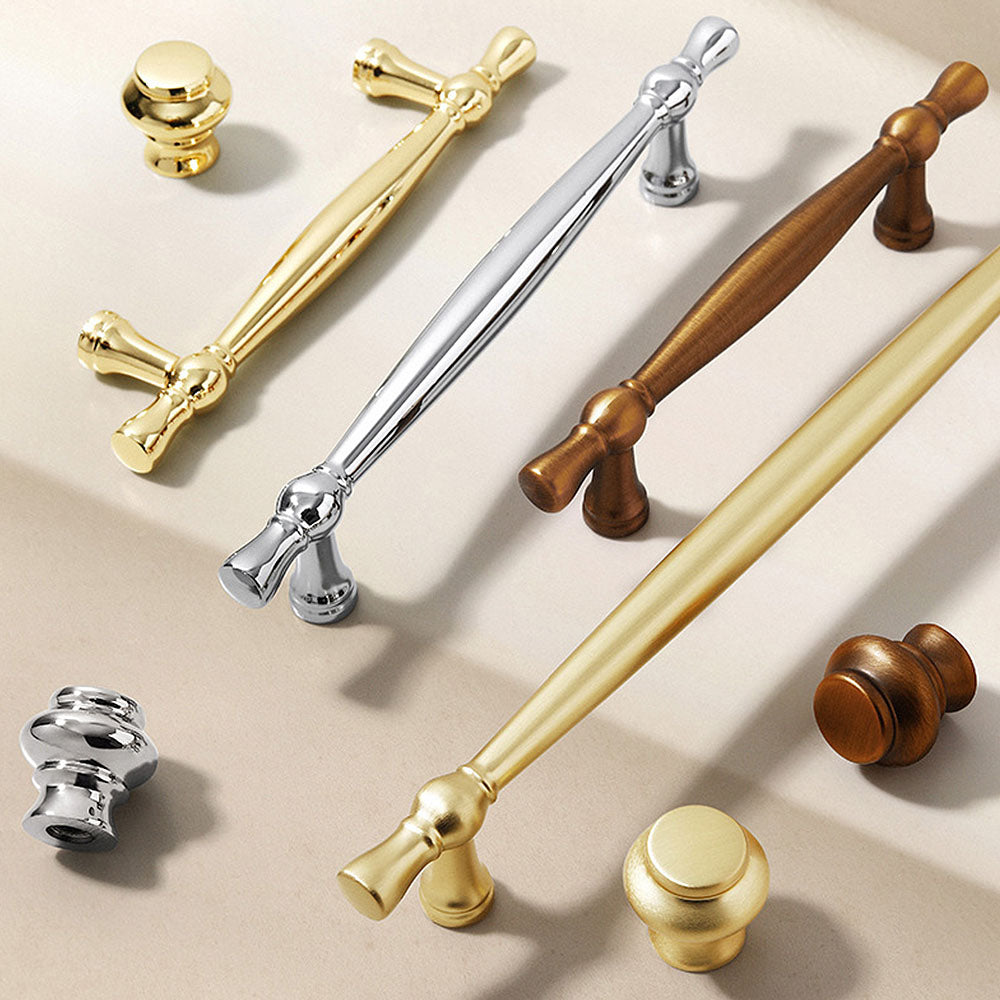 Modern Tapered Zinc Alloy T-Bar Cupboard Handles and Knobs