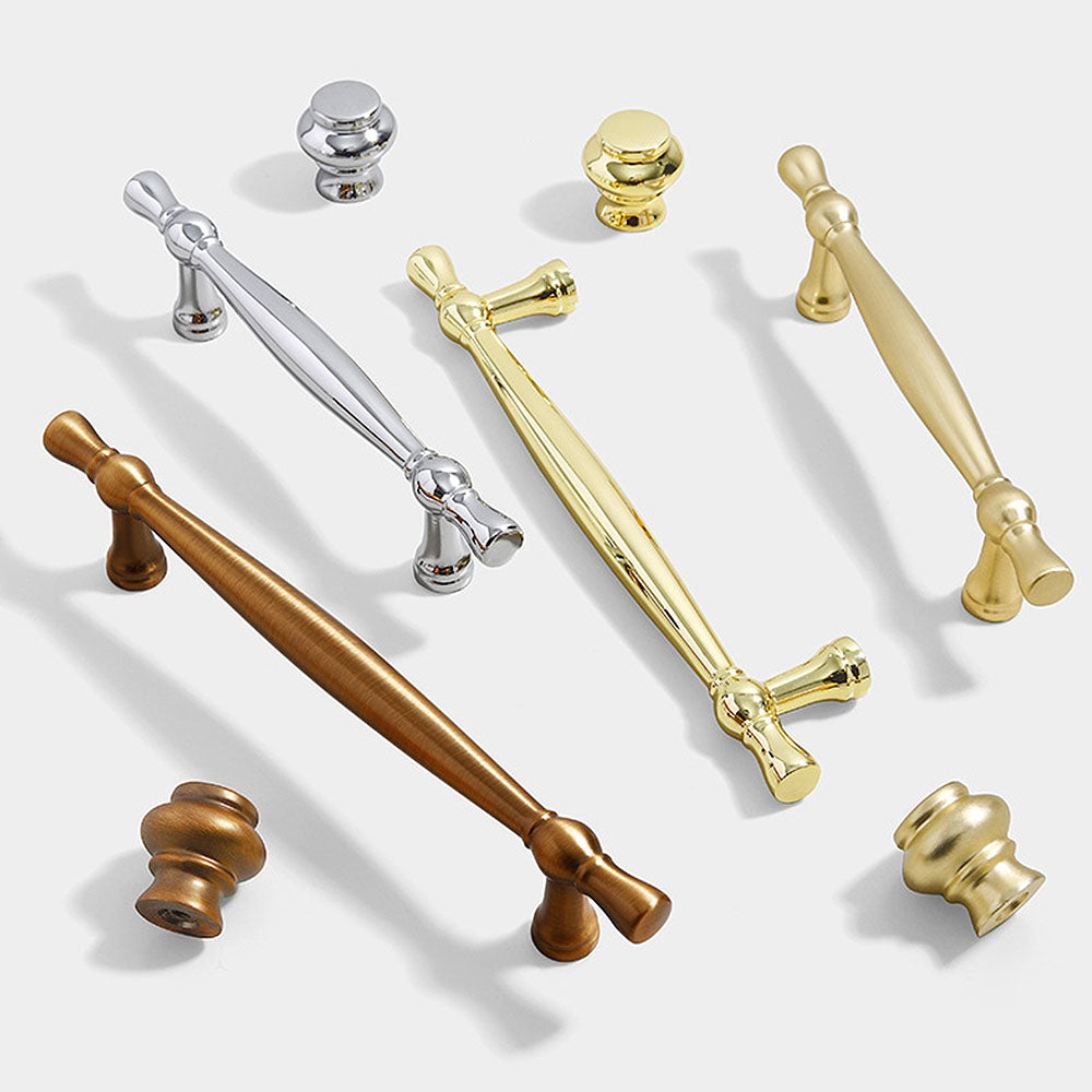 Modern Tapered Zinc Alloy T-Bar Cupboard Handles and Knobs