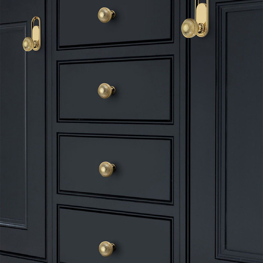 Modern Textured Round Brass Wardrobe and Cupboard Knobs