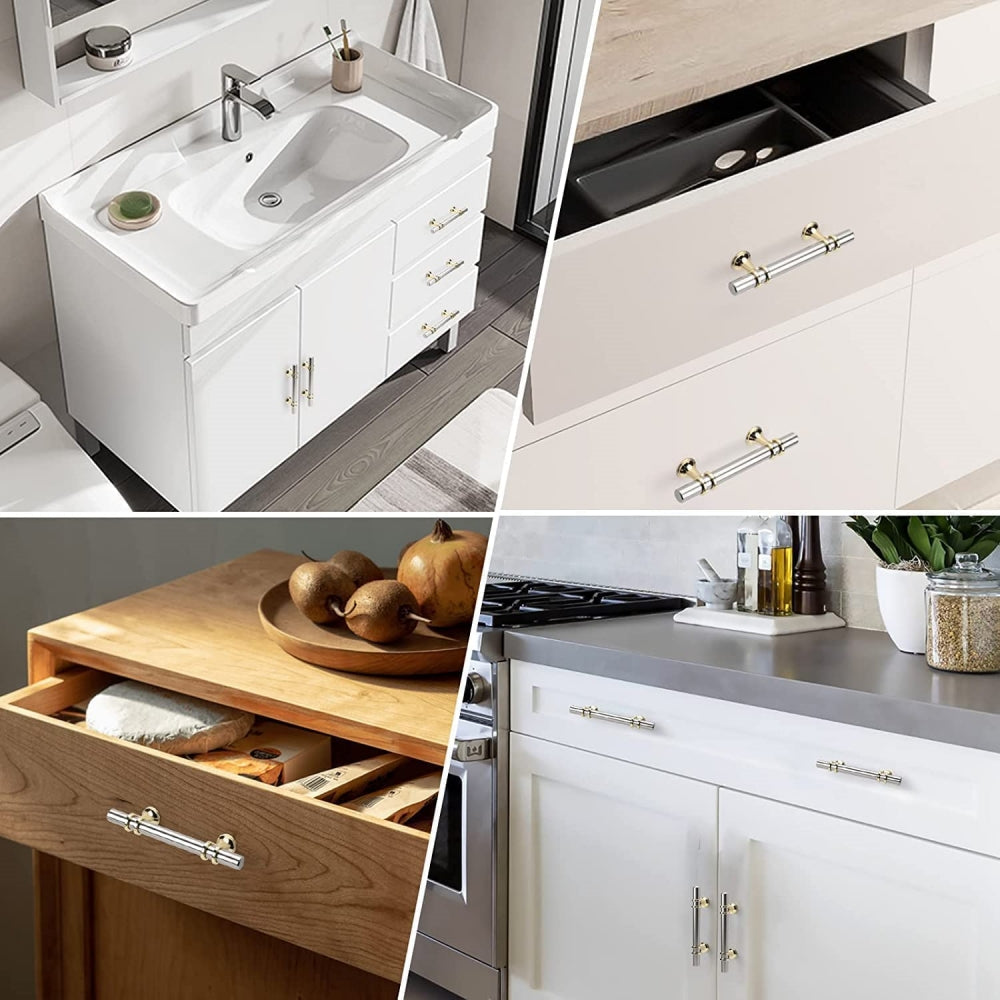 Modern Twin-Ring T-Bar Cupboard Handles & Knobs