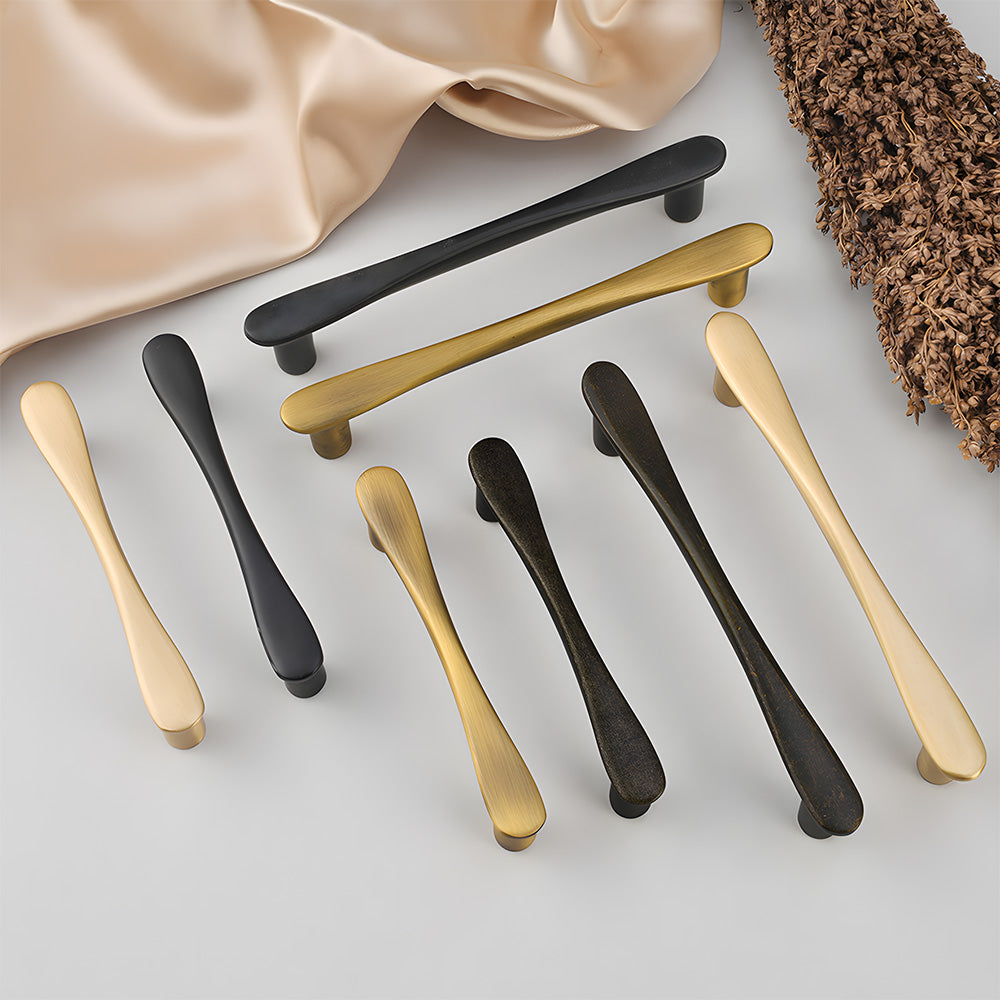 Modern Twisted Brass Cupboard Handles