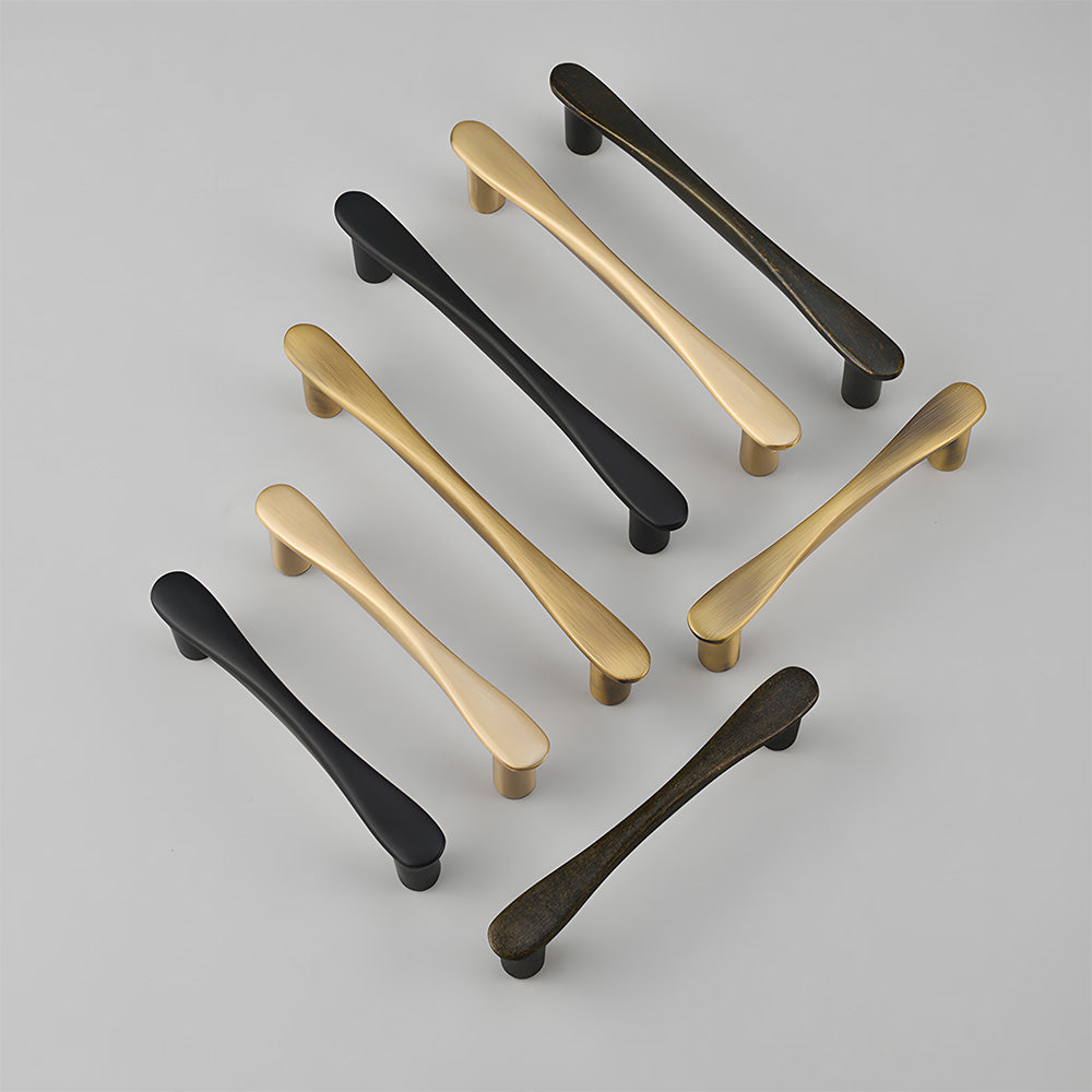 Modern Twisted Brass Cupboard Handles