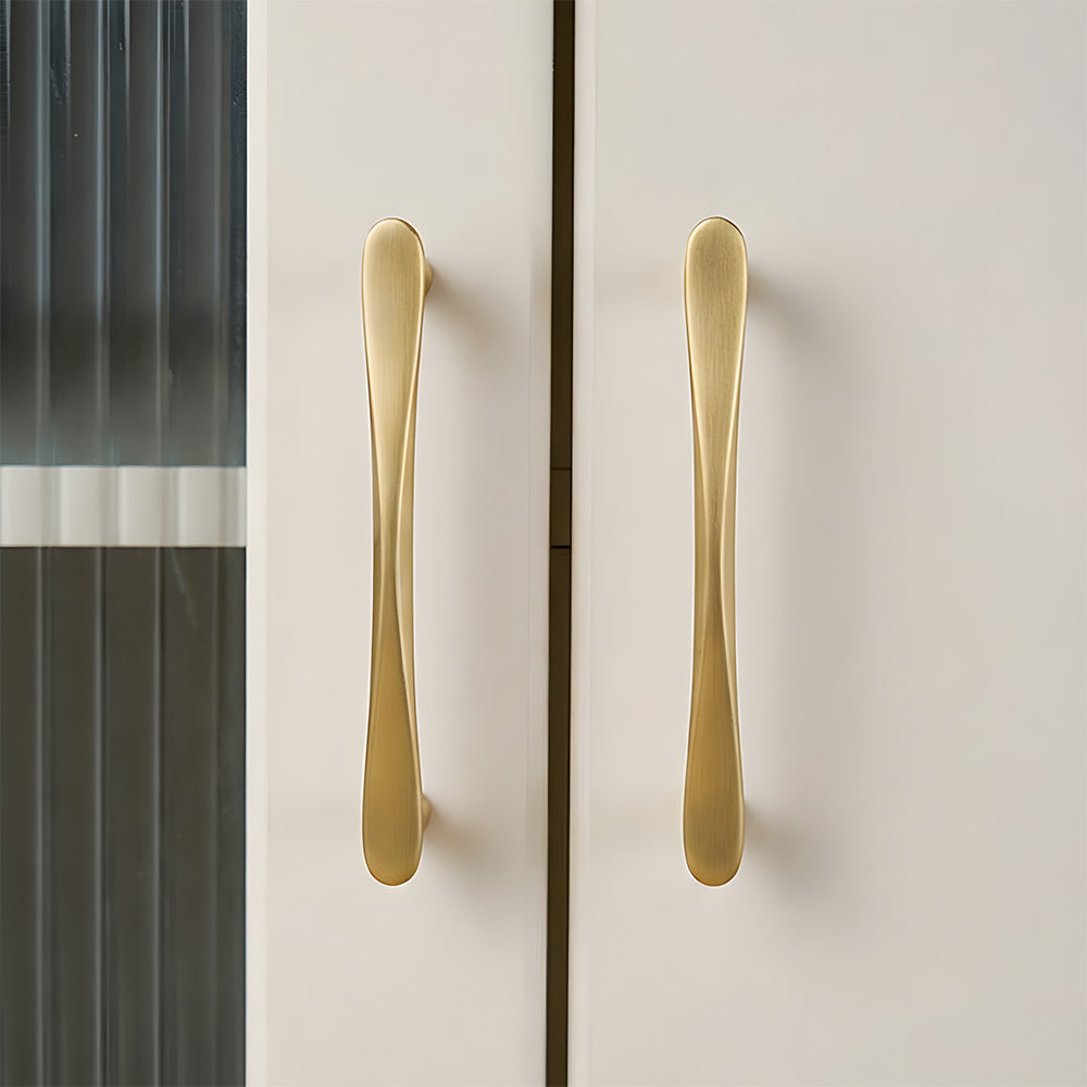 Modern Twisted Brass Cupboard Handles