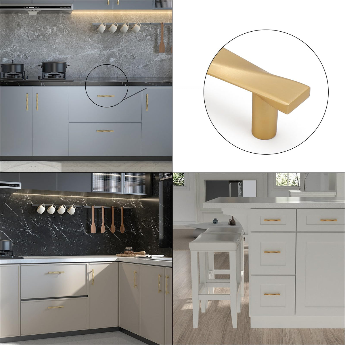 Modern Twisted T-Bar Drawer Handles