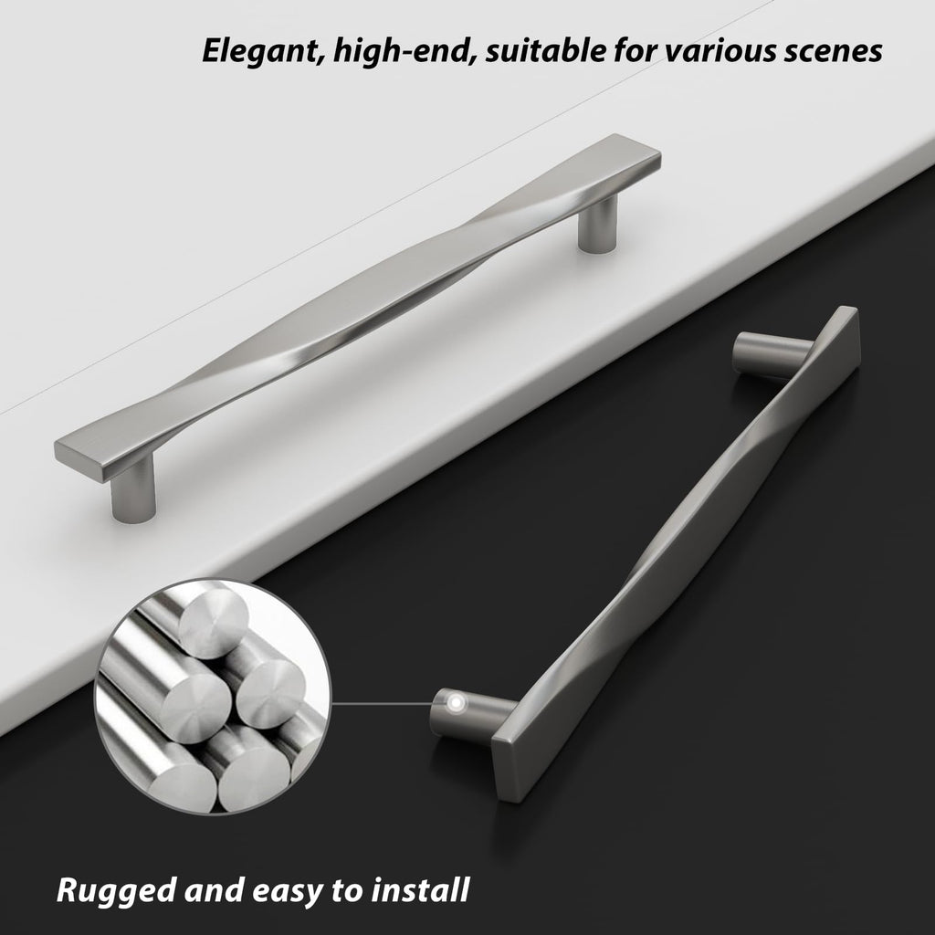 Modern Twisted T-Bar Drawer Handles