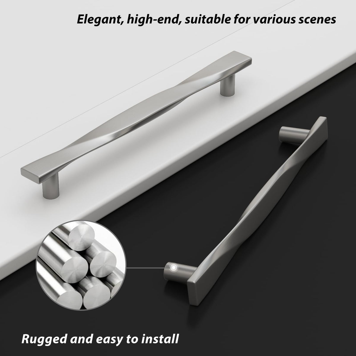 Modern Twisted T-Bar Drawer Handles