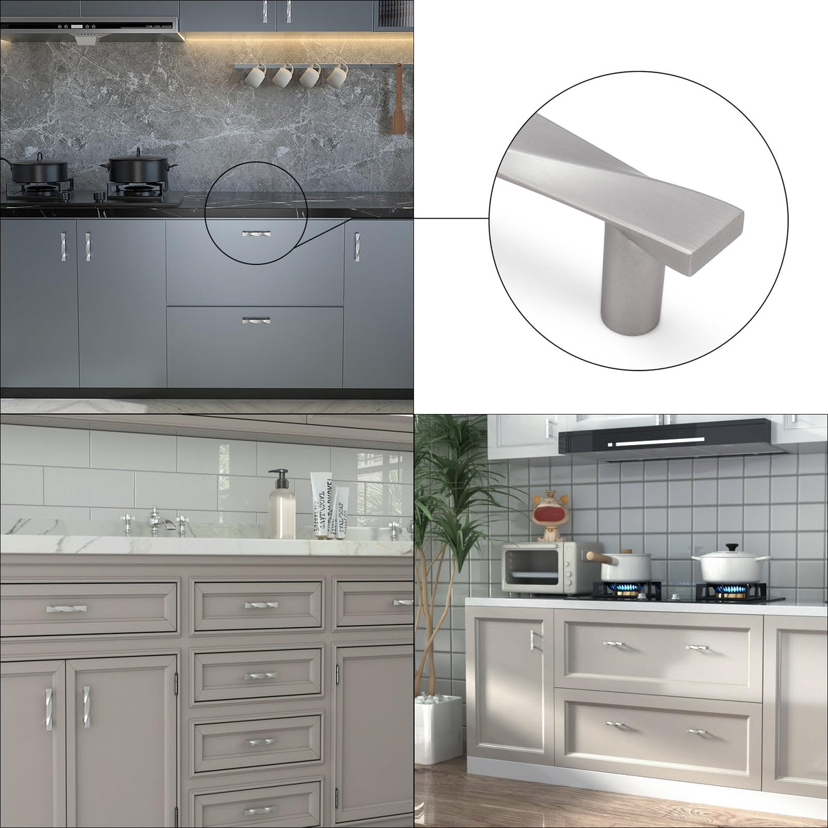 Modern Twisted T-Bar Drawer Handles