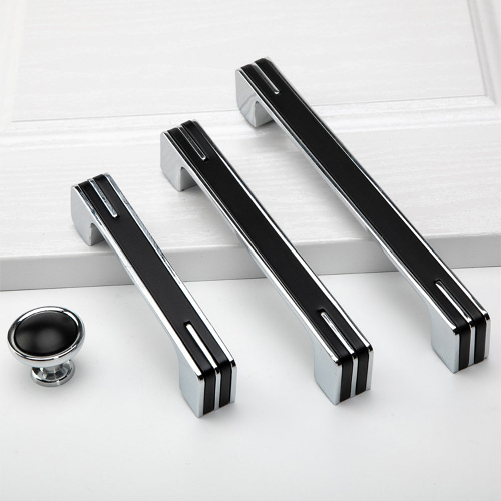 Modern Two-Tone Chrome D Cupboard Handles and Knobs