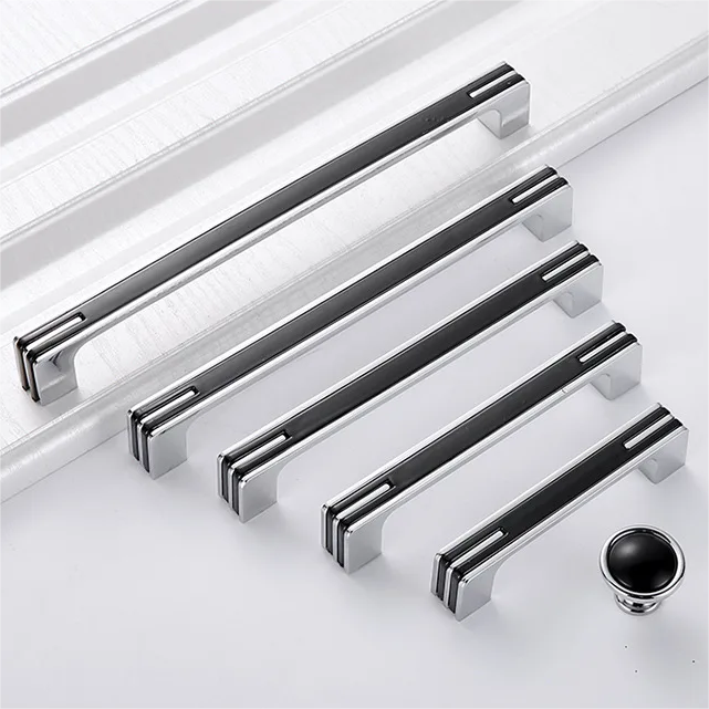 Modern Two-Tone Chrome D Cupboard Handles and Knobs