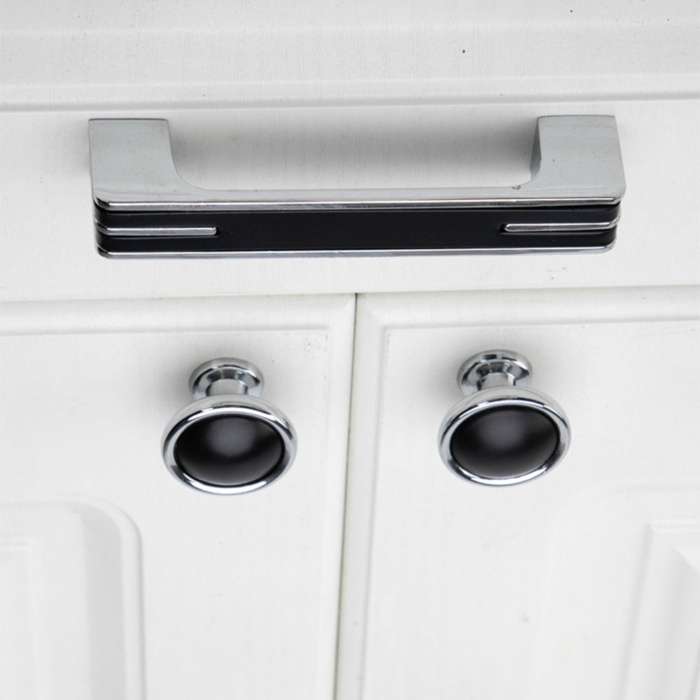 Modern Two-Tone Chrome D Cupboard Handles and Knobs