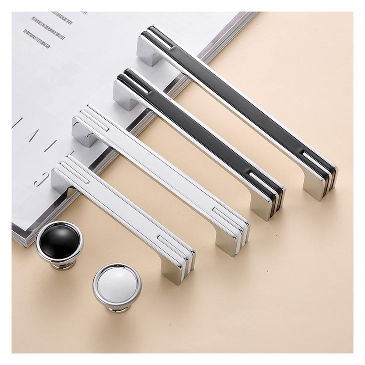 Modern Two-Tone Chrome D Cupboard Handles and Knobs